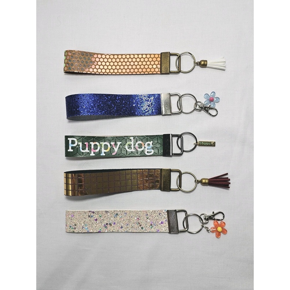 Lot Of 5 Country Blessings Colorful Fun faux leather key fob wristlets Sparkle